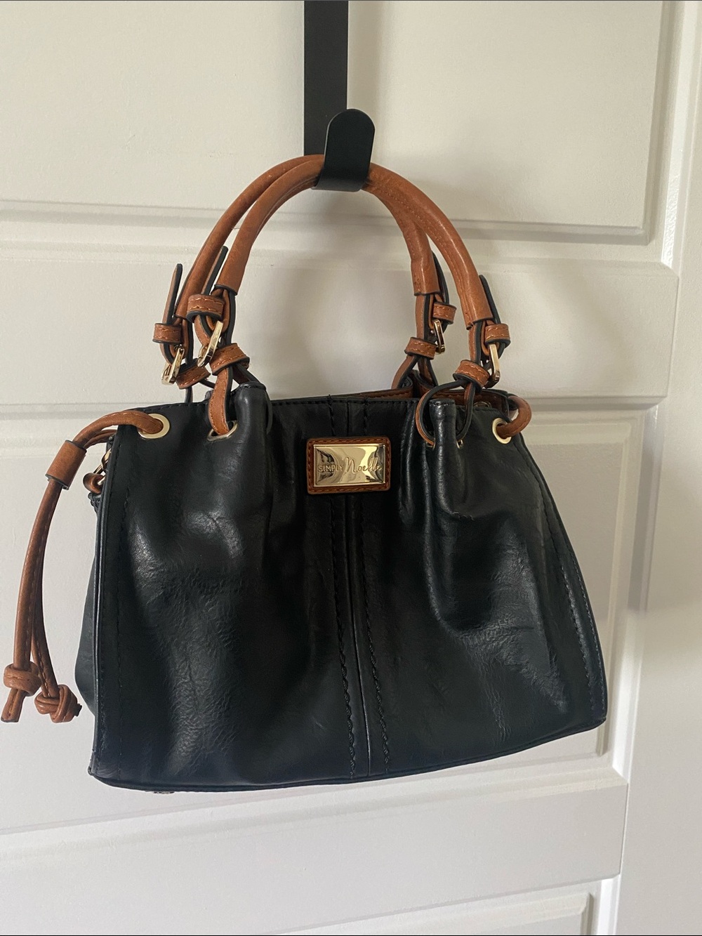 Black and Tan Leather Satchel Handbag